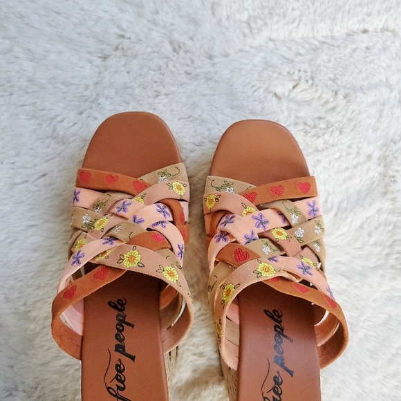 Free People Lisbon Sandbar Multi Suede Leather High Heel Platform Mules - Picture 10 of 13